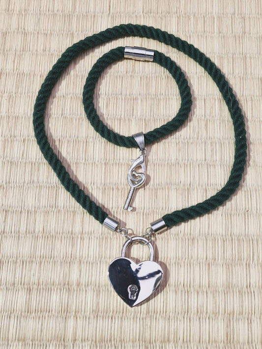 Green Bamboo locking rope collar and bracelet set - RebornRopes