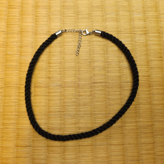 Black Necklace / Collar made from Silk Shibari Rope - RebornRopes