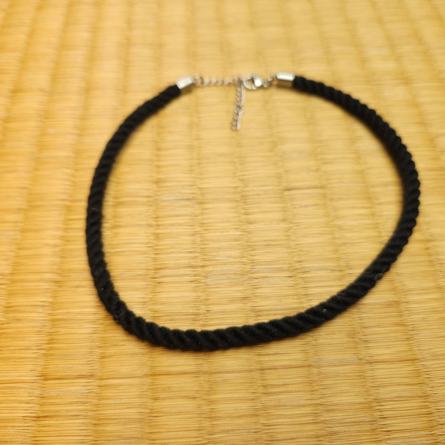 Black Necklace / Collar made from Silk Shibari Rope - RebornRopes