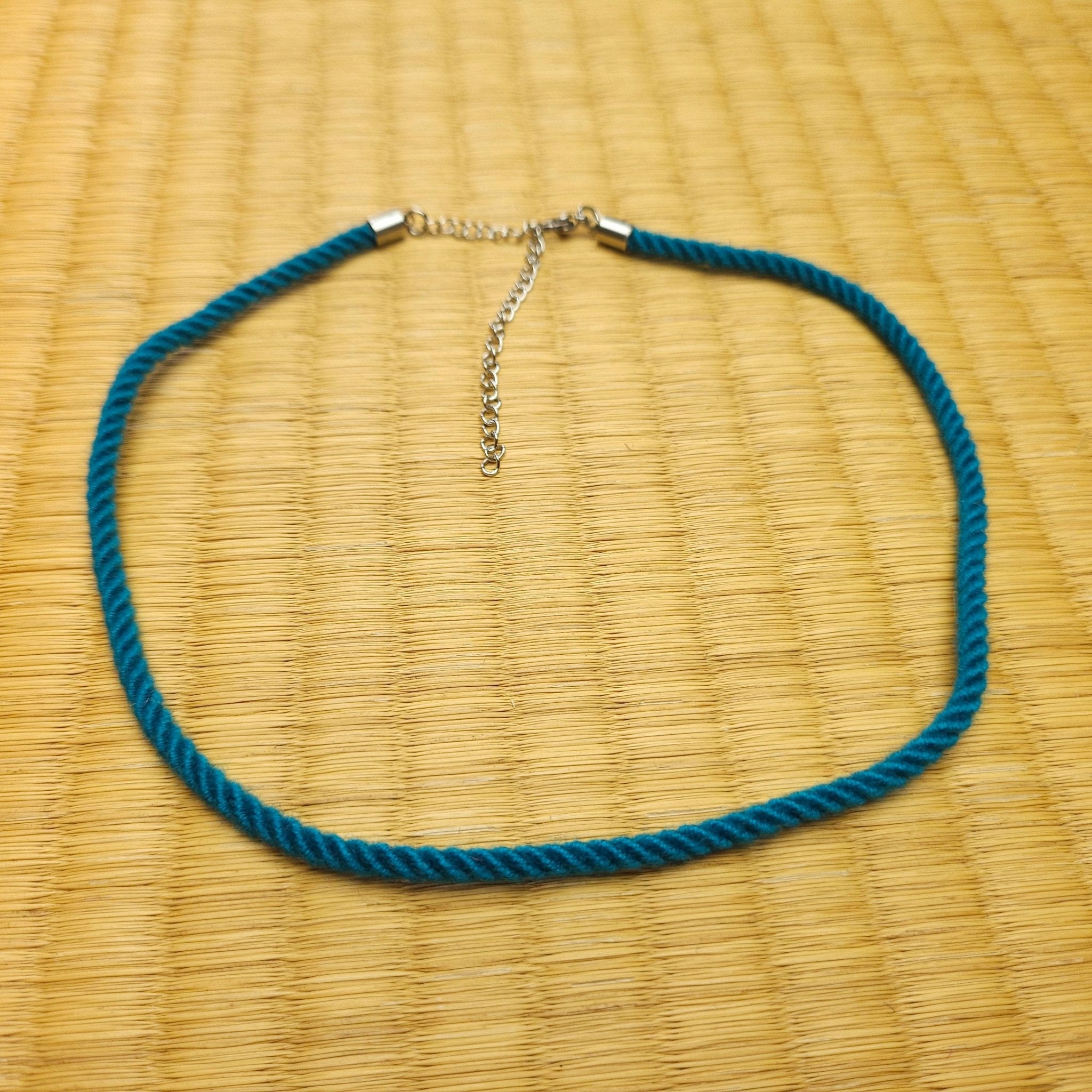 Cyan Necklace collar made from Bamboo Shibari Rope