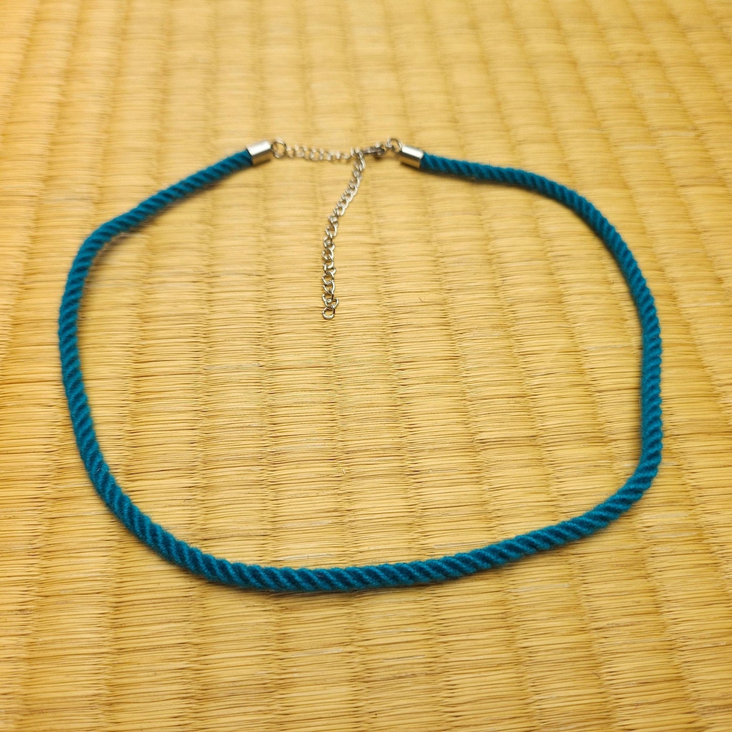 Cyan Necklace collar made from Bamboo Shibari Rope - RebornRopes