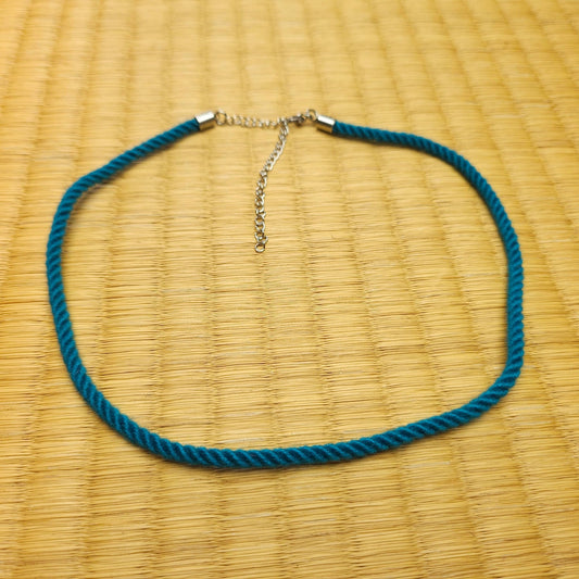 Cyan Necklace collar made from Bamboo Shibari Rope - RebornRopes