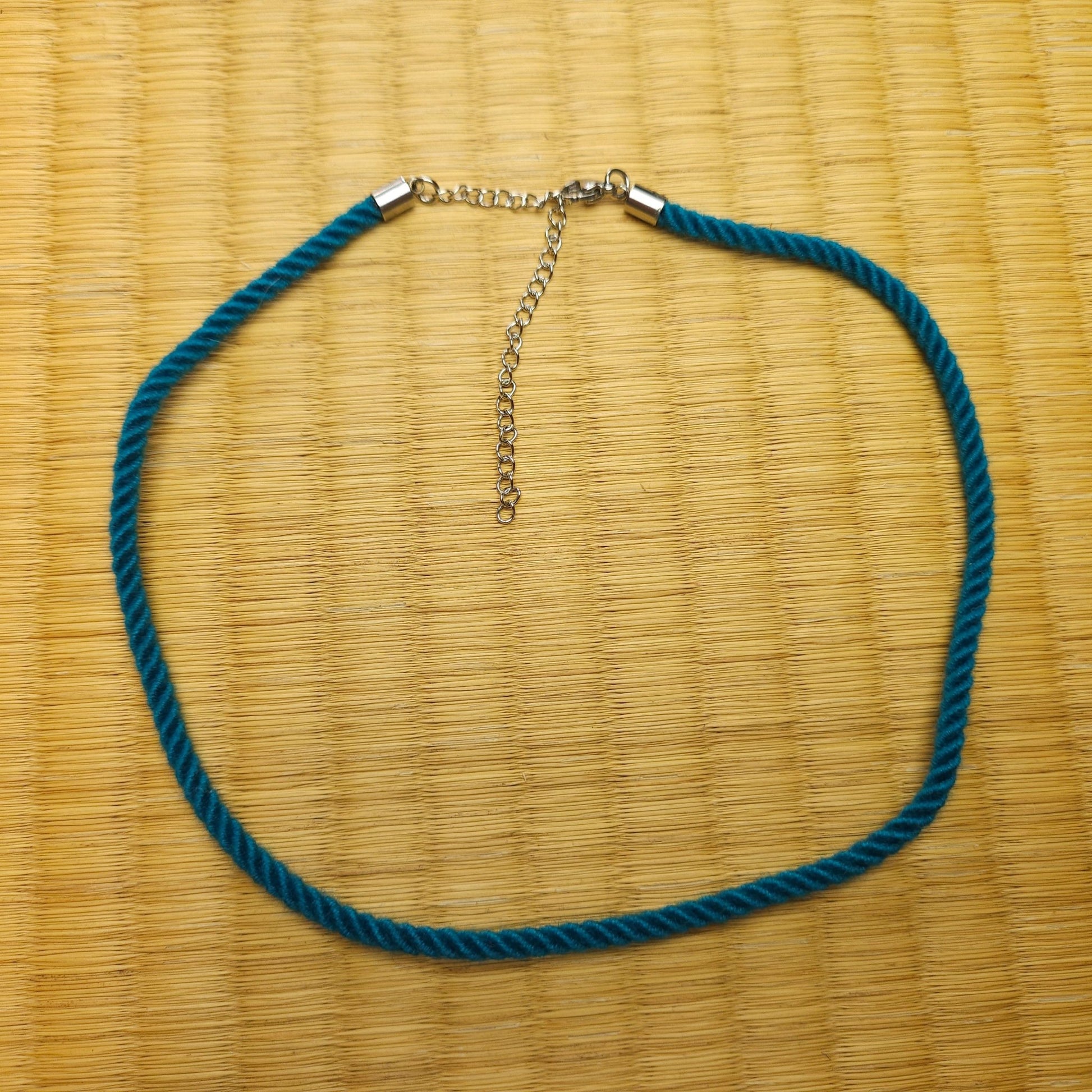 Cyan Necklace collar made from Bamboo Shibari Rope - RebornRopes