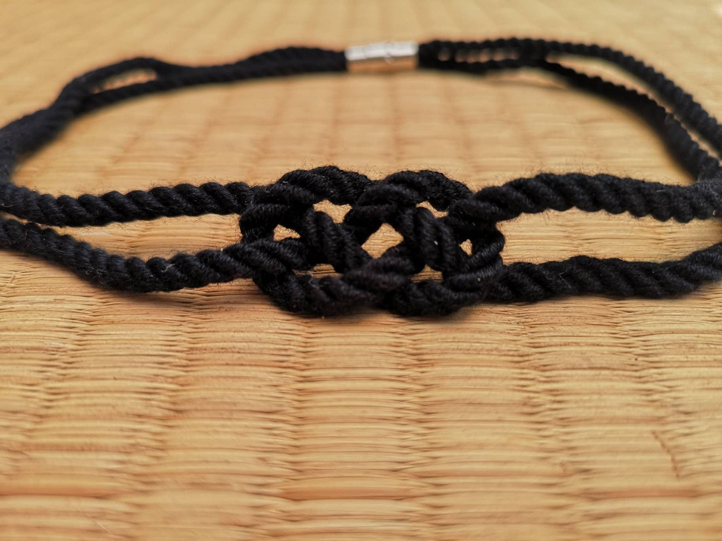 Double coin collar necklace made with bamboo rope - RebornRopes