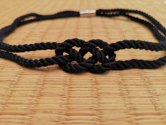 Double coin collar necklace made with bamboo rope - RebornRopes