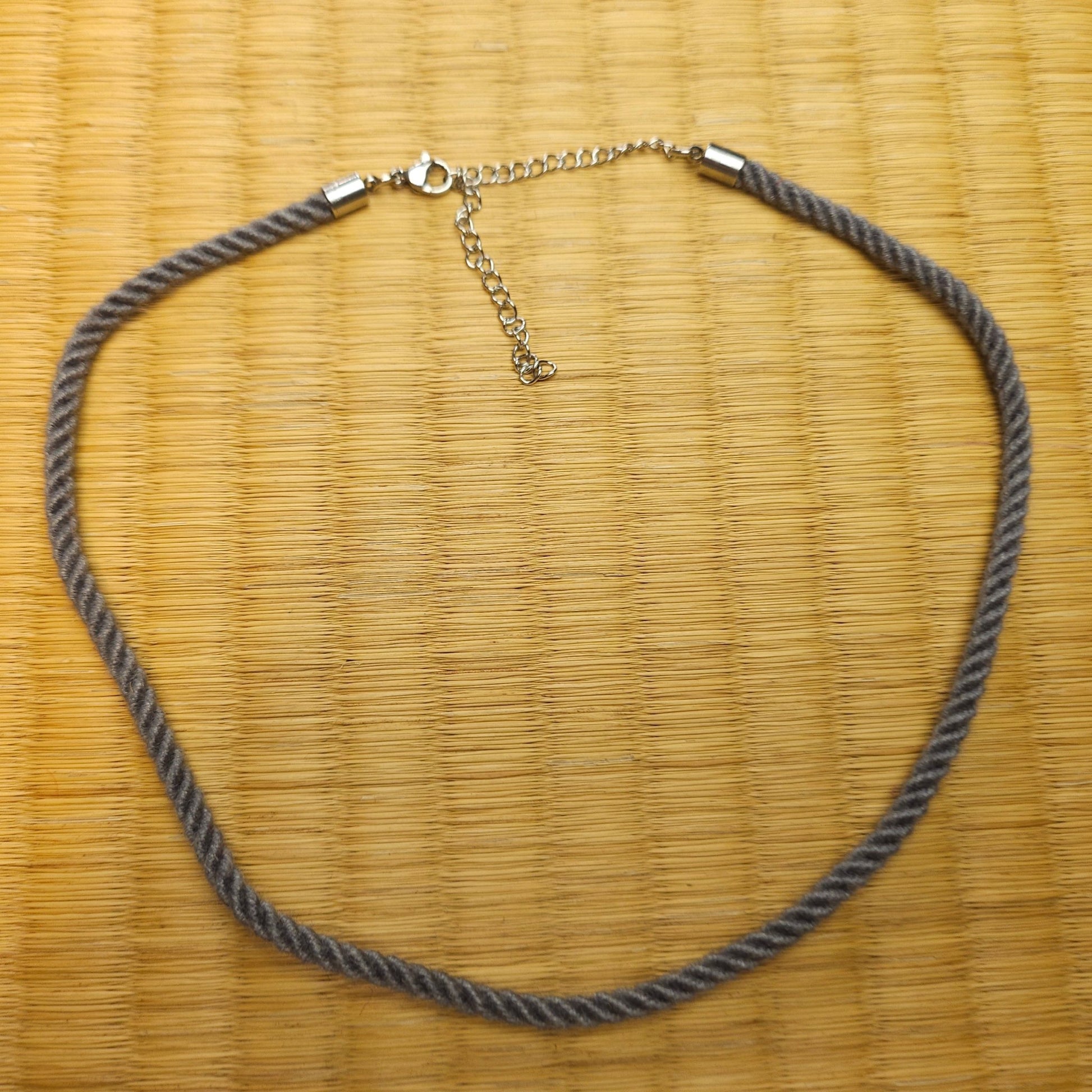 Grey Necklace / Collar made from Bamboo Shibari Rope - RebornRopes