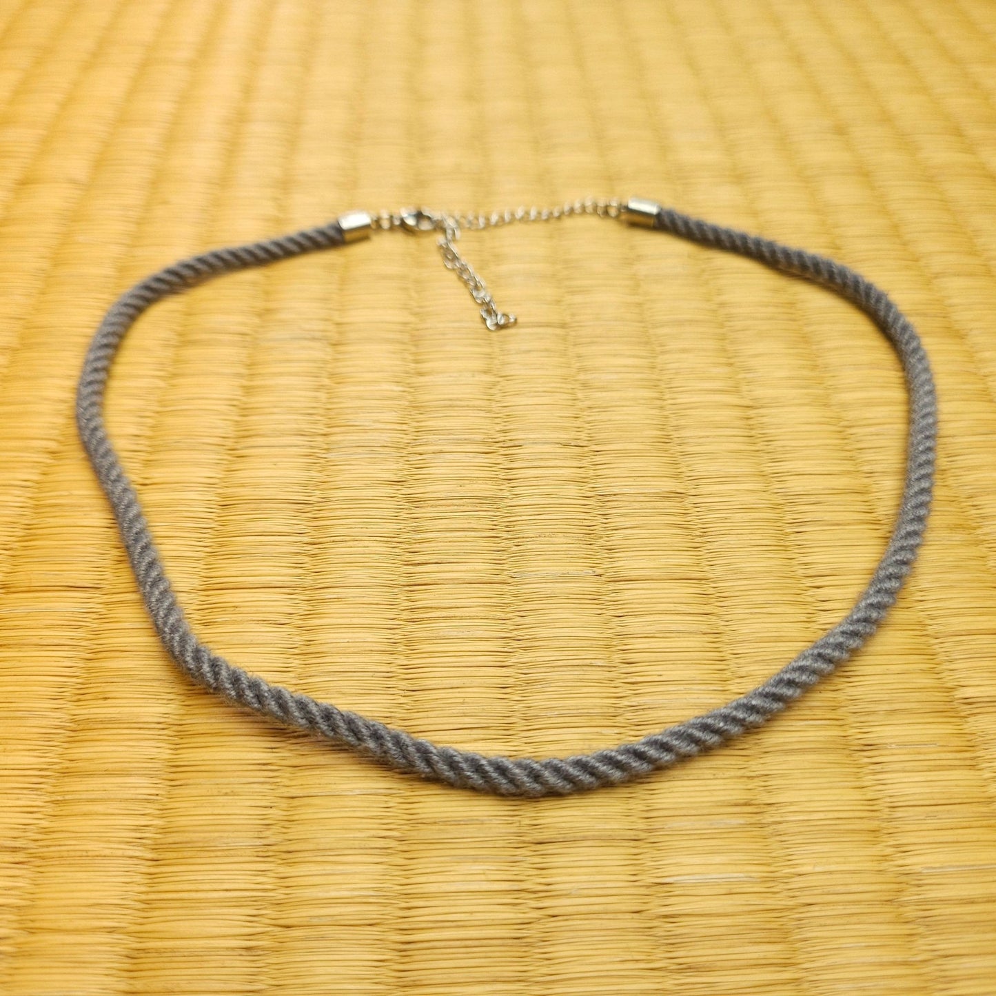 Grey Necklace / Collar made from Bamboo Shibari Rope - RebornRopes