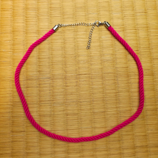 Hot Pink Necklace collar made from Bamboo Shibari Rope - RebornRopes