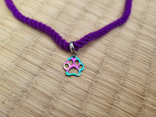 Paw rope collar necklace made with bamboo rope - RebornRopes