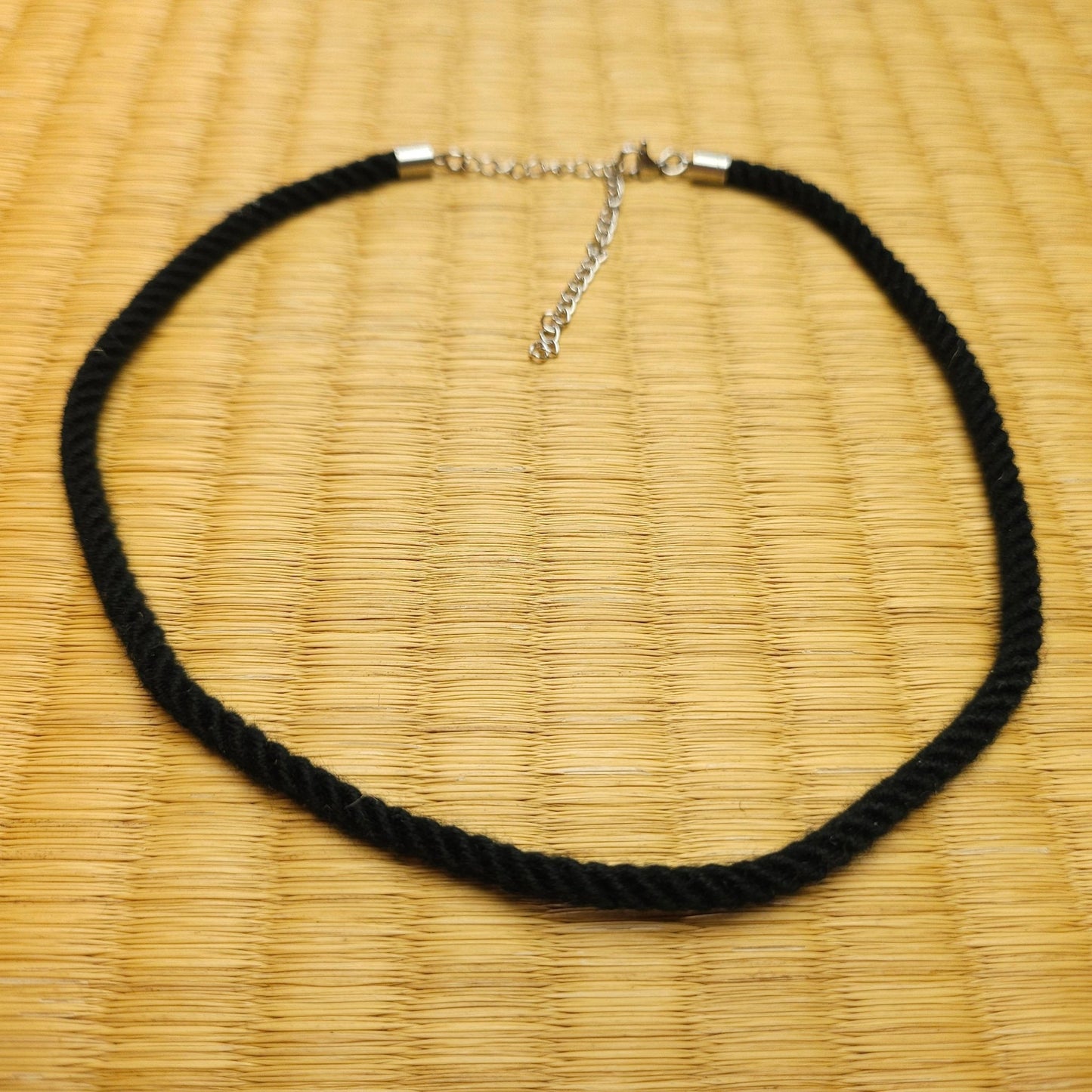Raven Black Necklace collar made from Bamboo Shibari Rope - RebornRopes