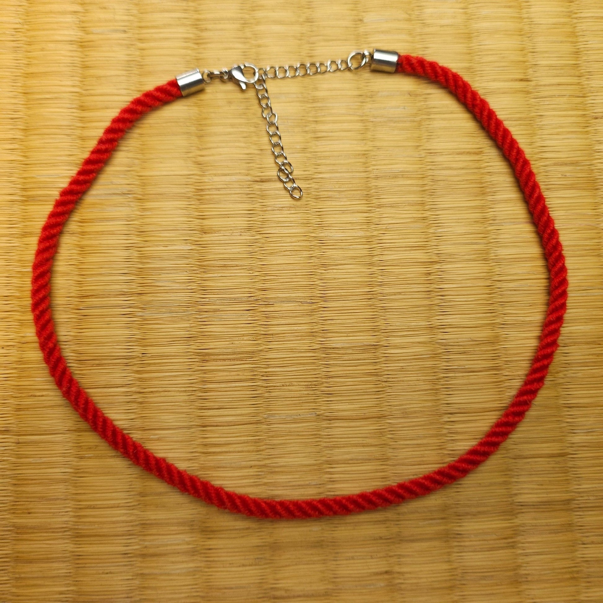 Red Necklace / Collar made from Silk Shibari Rope - RebornRopes