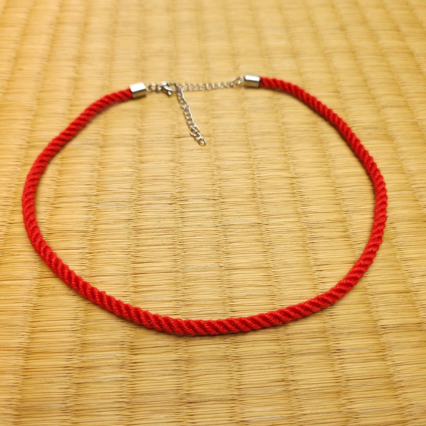 Red Necklace / Collar made from Silk Shibari Rope - RebornRopes