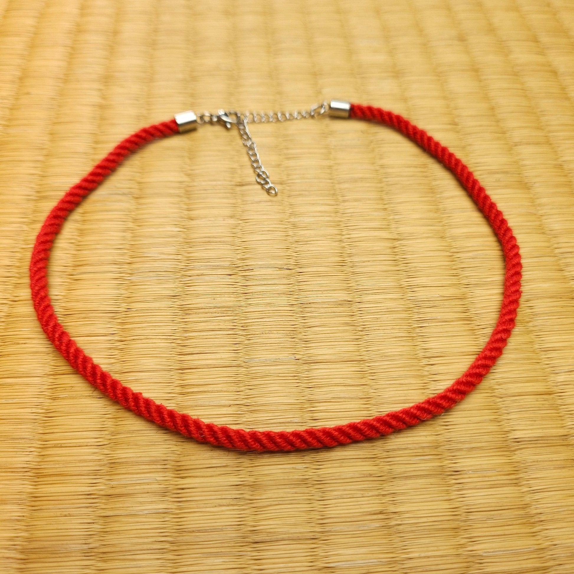 Red Necklace / Collar made from Silk Shibari Rope - RebornRopes
