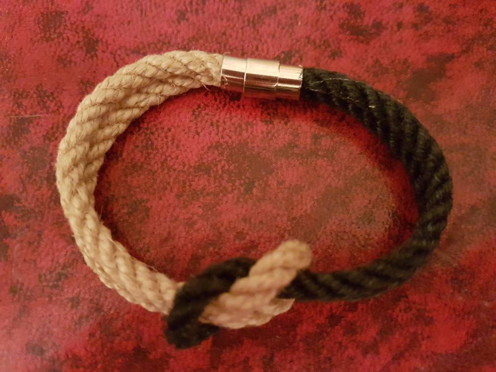 Rope bracelet ying yang made with jute Shibari rope - RebornRopes