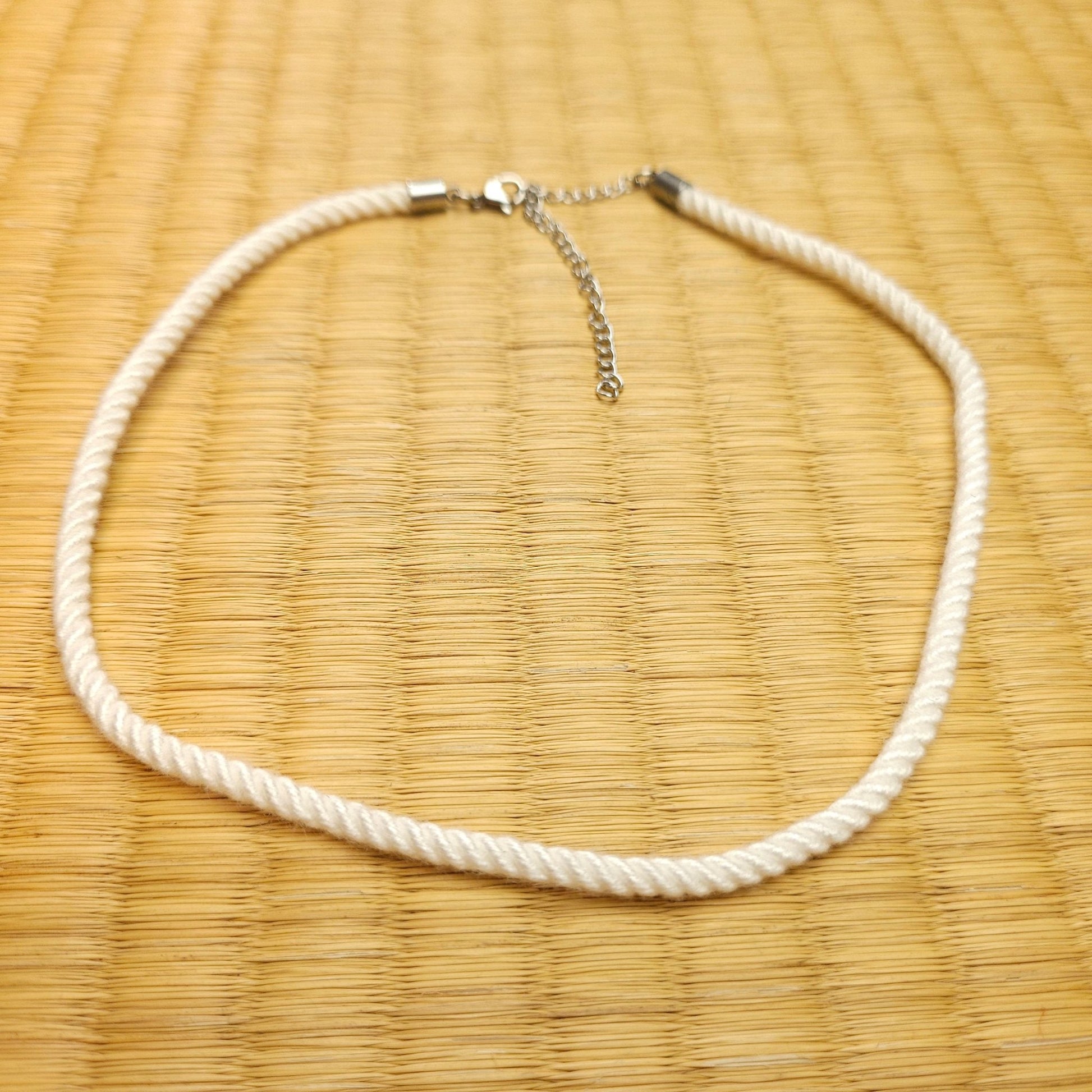 White Necklace collar made from Bamboo Shibari Rope - RebornRopes